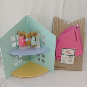 Target Bullseyes Playground Corner Doll House Shelf Pink W/ Bear Family NWT